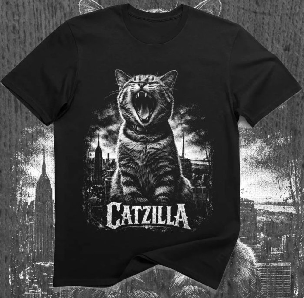 Catzilla Giant Kaiju Cat City Parody Tee